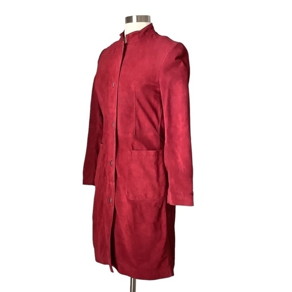 Bernado Genuine Suede Leather Long Red Jacket Small - Picture 1 of 16